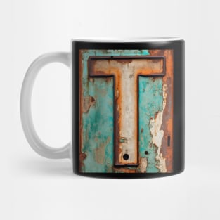 Rusty Letter T Antique Monogram Letter T Initial Alphabet Mug